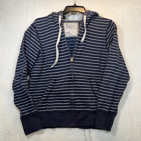 Amercian Eagle Outfitters Full Zip Hoodie Womens Size Medium Striped Vintage Fit - Picture 2 of 8